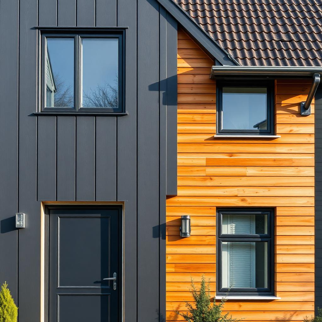 Kozijnen en gevelbekleding.